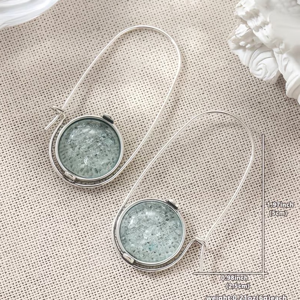 New! Elegant Silver and Blue Dangle Earrings 🐋 A0-18 - Picture 4 of 6